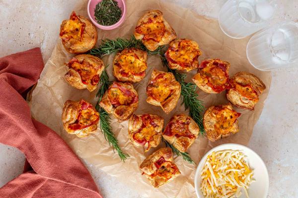 Two Cheese Puff Pastry Prosciutto Bites
