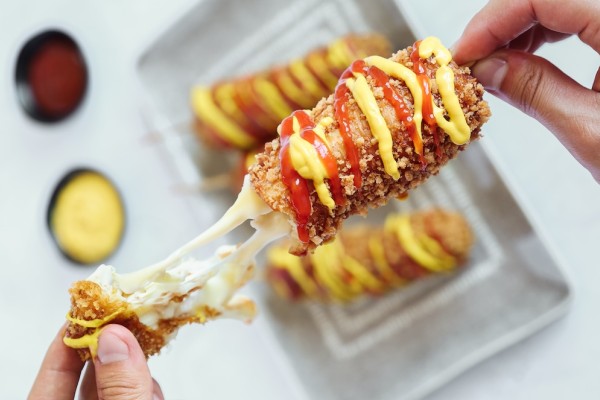 Korean Mozzarella Corn Dogs 