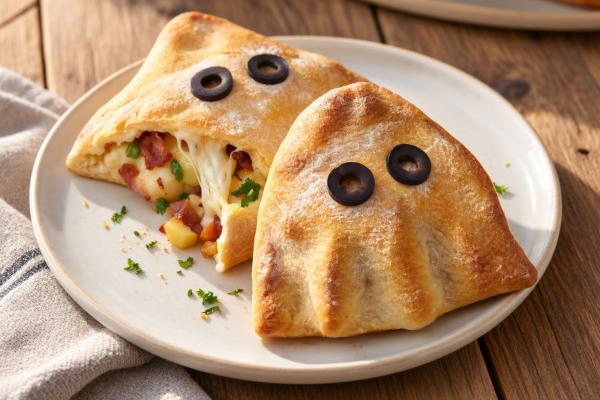 Spooky Ghost Calzone with Mozzarella