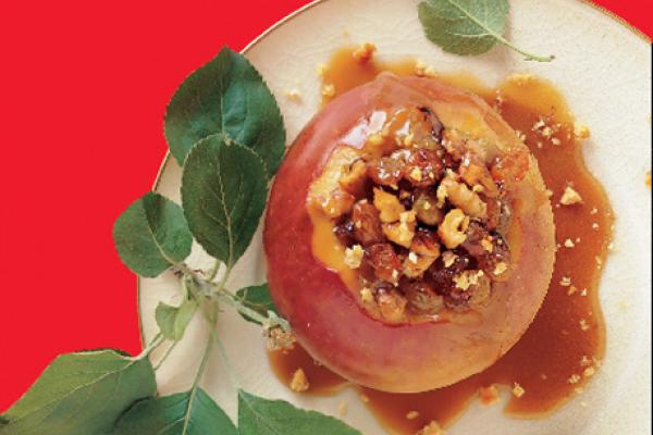 baked apples with a warm caramel sauce