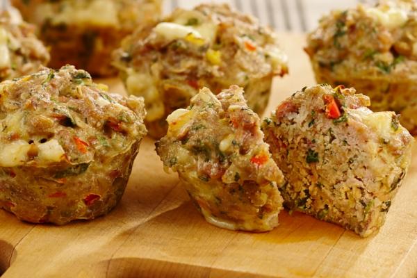chicken watercress and gouda mini meatloaves
