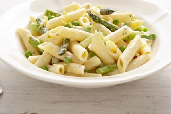 greens and cream cheese penne