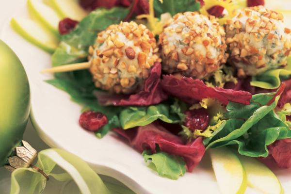 holiday salad with blue cheese truffles