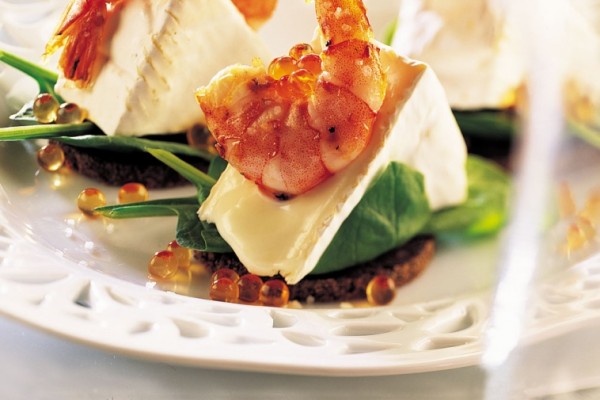 marinated shrimp with triple cream brie