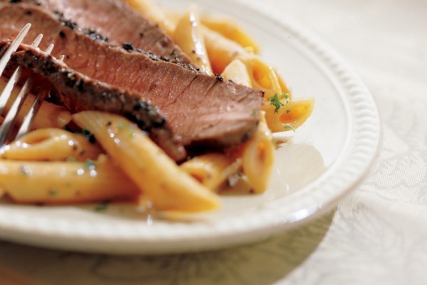 penne with peppered beef penne with peppered beef