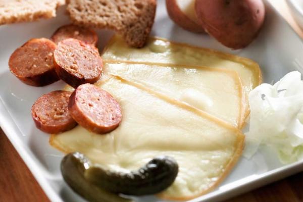 raclette with potatoes sausage and fennel