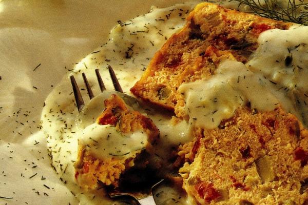 salmon loaf with dill cucumber sauce