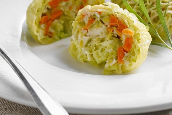 stuffed and braised cabbage with canadian gruyere