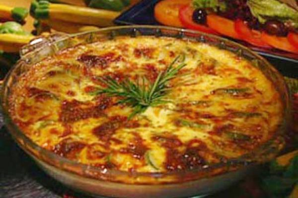 zucchini clafouti with cantonnier cheese