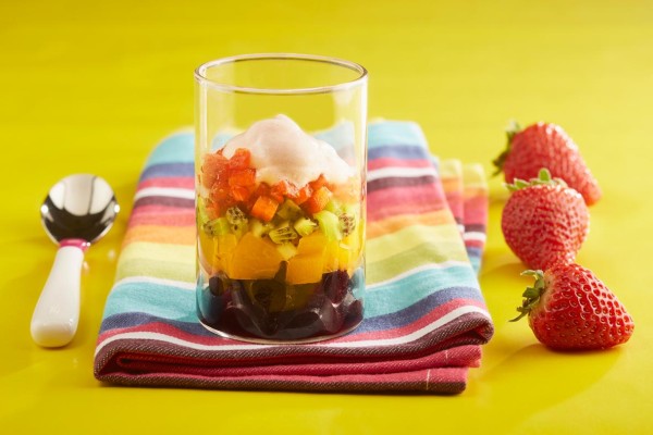 Recette, étagé, fruits, mousse de lait, érable, enfants, collation