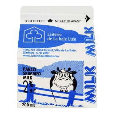 Laiterie de La Baie Partly Skimmed Milk 2% M.F. 200ml
