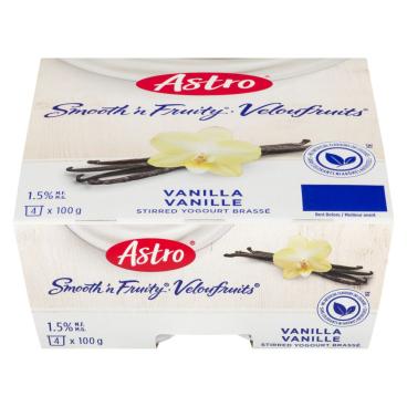 Astro Vanilla Stirred Yogourt 1% M.F. 4x100g