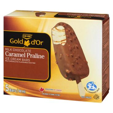CO-OP Gold Caramel Praline Ice Cream Bars 5x88ml