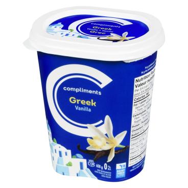 Compliments Vanilla Greek Yogurt 0% M.F. 650g