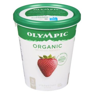 Olympic Organic Strawberry Balkan Style Yogurt 3% M.F. 650g