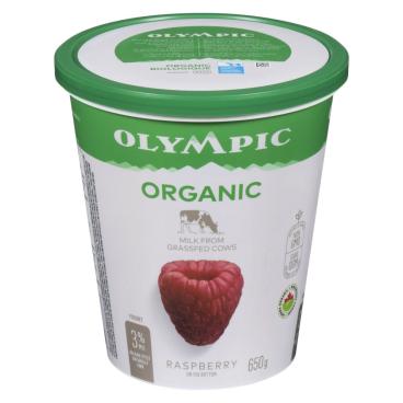Olympic Organic Raspberry Balkan Style Yogurt 3% M.F. 650g
