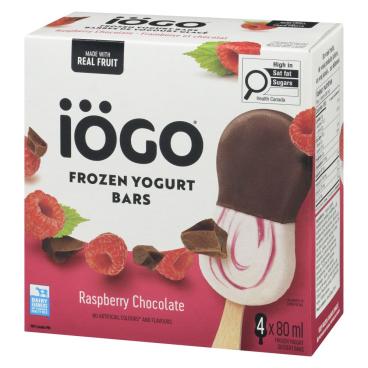 Iögo Raspberry Chocolate Frozen Yogurt Bars 4x80ml