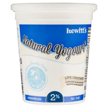 Hewitt's Dairy Natural Yogurt 2% M.F. 750g