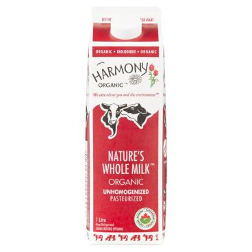 Harmony Organic Organic Nature's Whole Milk Unhomogenized 1L