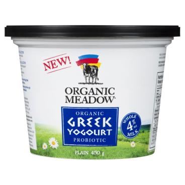 Organic Meadow Organic Plain Probiotic Greek Yogourt 4% M.F. 450g