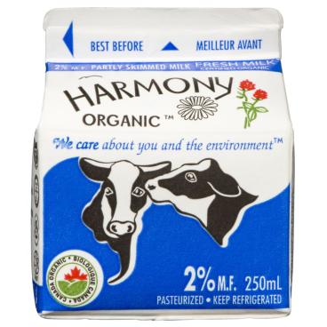 Harmony Organic Organic Partly Skimmed Milk 2% M.F. 250ml