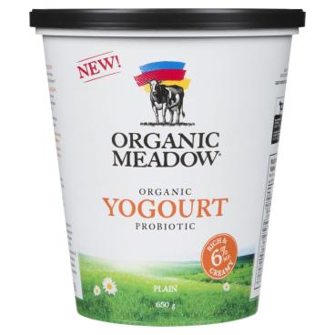 Organic Meadow Organic Plain Probiotic Yogourt 6% M.F. 650g