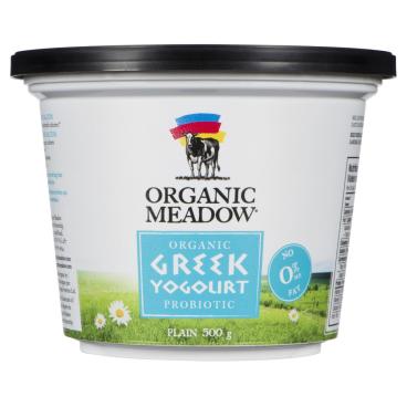 Organic Meadow Organic Plain Probiotic Greek Yogourt 0% M.F. 500g