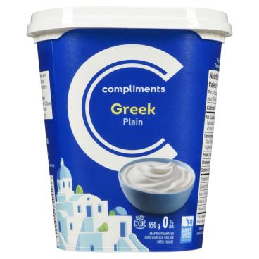 Compliments Plain Greek Yogurt 0% M.F. 650g