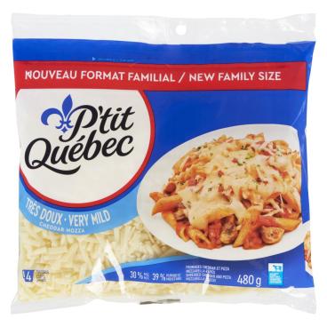 P'tit Québec Very Mild Shredded Cheddar Mozza 480g