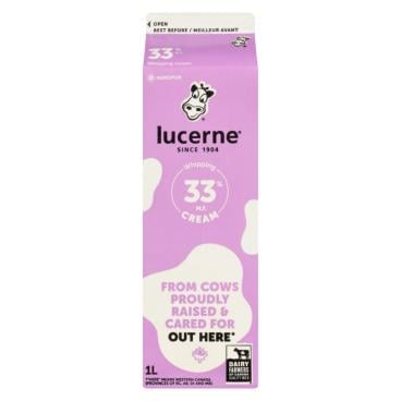Lucerne Whipping Cream 33% M.F. 1L