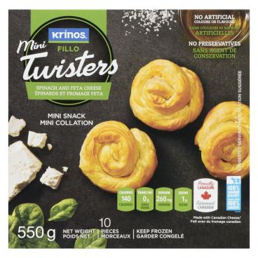 Krinos Mini Twisters Spinach And Feta Cheese 550g