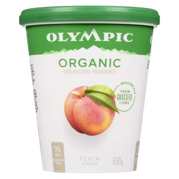 Olympic Organic Peach Balkan Style Yogurt 3% M.F. 650g