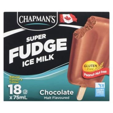 Chapman's Super Fudge Chocolate Malt Flavoured Ice Milk Bars 18x75ml