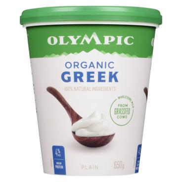 Olympic Organic Greek Plain Yogurt 4% M.F. 650g