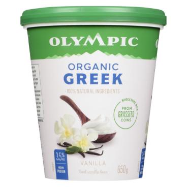 Olympic Organic Greek Vanilla Yogurt 3.5% M.F. 650g