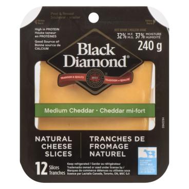 Black Diamond Sliced Medium Colored Cheddar 240g