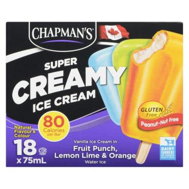 Chapman's Super Creamy Vanilla Ice Cream Bars In Water Ice 18x75ml