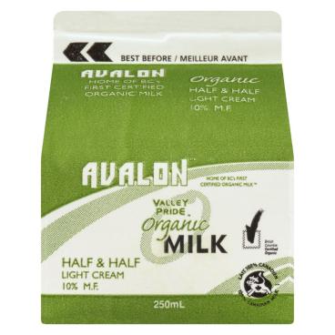 Valley Pride Organic Half & Half Light Cream 10% M.F. 250ml