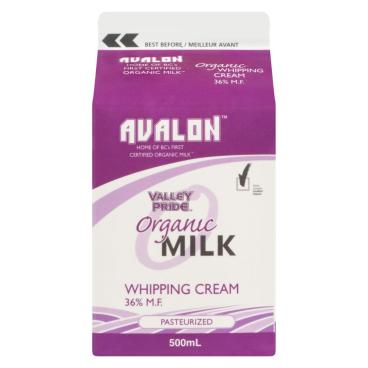 Valley Pride Organic Whipping Cream 36% M.F. 500ml