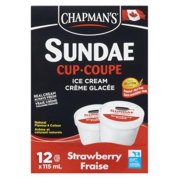 Chapman's Sundae Cup Strawberry Ice Cream 12x115ml