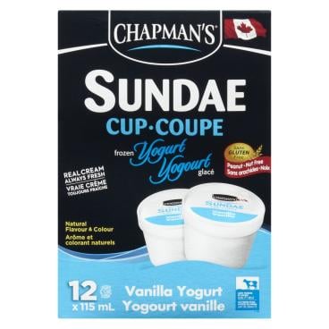 Chapman's Sundae Cup Vanilla Frozen Yogurt 12x115ml