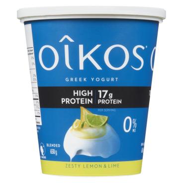 Oîkos Zesty Lemon & Lime Greek Yogurt 0% M.F. 650g