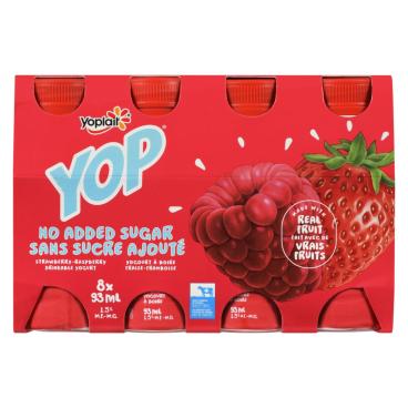 Yop No Sugar Added Strawberry Raspberry Drinkable Yogurt 1.5% M.F. 8x93ml