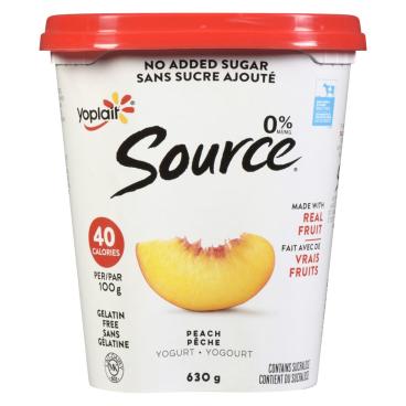 Source No Sugar Added Peach Yogurt 0% M.F. 630g
