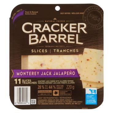 Cracker Barrel Sliced Monterey Jack Jalapeno 220g