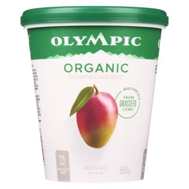 Olympic Organic Mango Balkan Style Yogurt 3% M.F. 650g