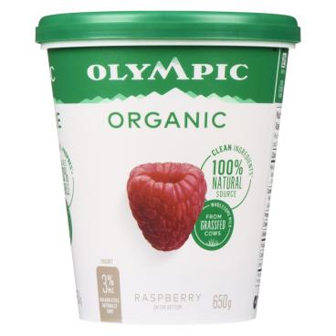 Olympic Organic Raspberry Balkan Style Yogurt 3% M.F. 650g