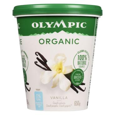 Olympic Organic Vanilla Balkan Style Yogurt 0% M.F. 650g