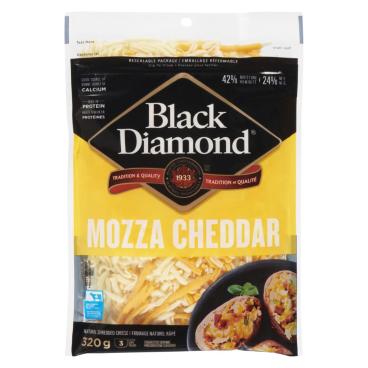 Black Diamond Shredded Mozza Cheddar 320g
