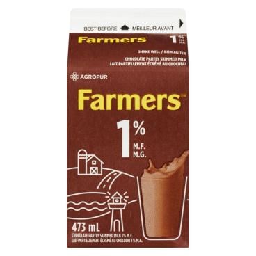 Farmers Partly Skimmed Chocolate Milk 1% M.F. 473ml